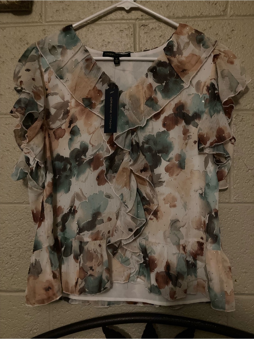 Peach and Green Floral Blouse